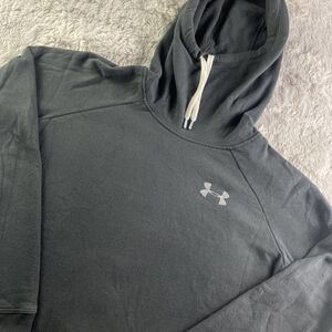 Under Armour Sweatshirt Womens Medium Black Gray Hoodie High Neck Pullover UA